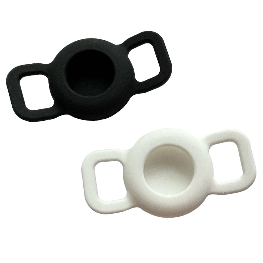 NEW 2 Dog Collar AirTag Silicone Holder Leash Belt Strap Black White GPS